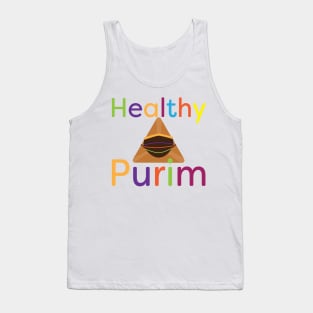 Funny colorful healthy Purim greeting Tank Top